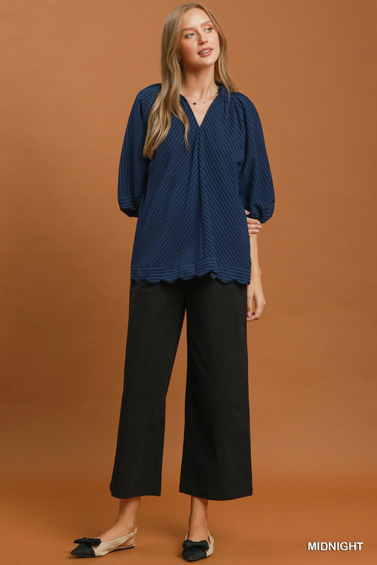 V-NECK MIDNIGHT STRIPE TOP