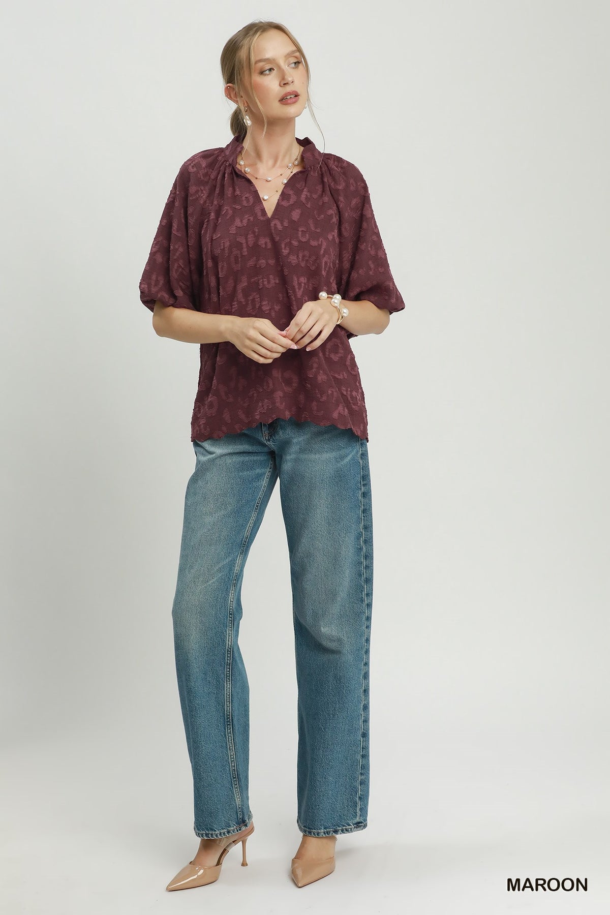 TEXTURED MAROON TOP