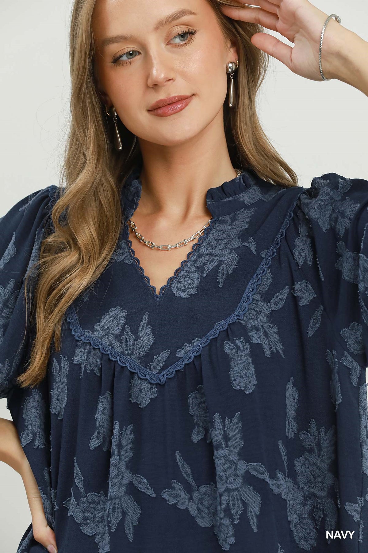 FLORAL NAVY BABYDOLL TOP