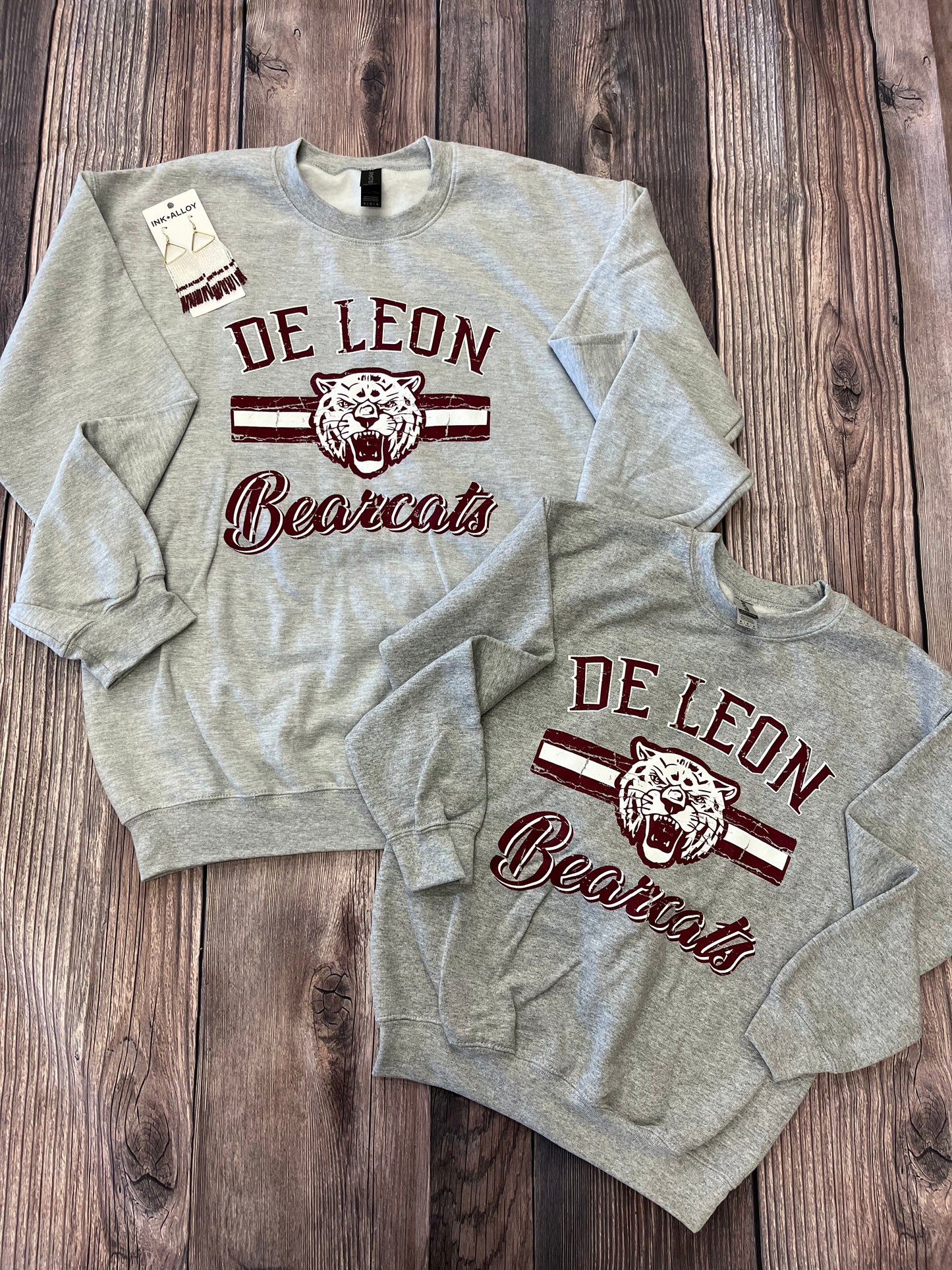 Youth Grey Bearcat Crew Neck Sweatshirt