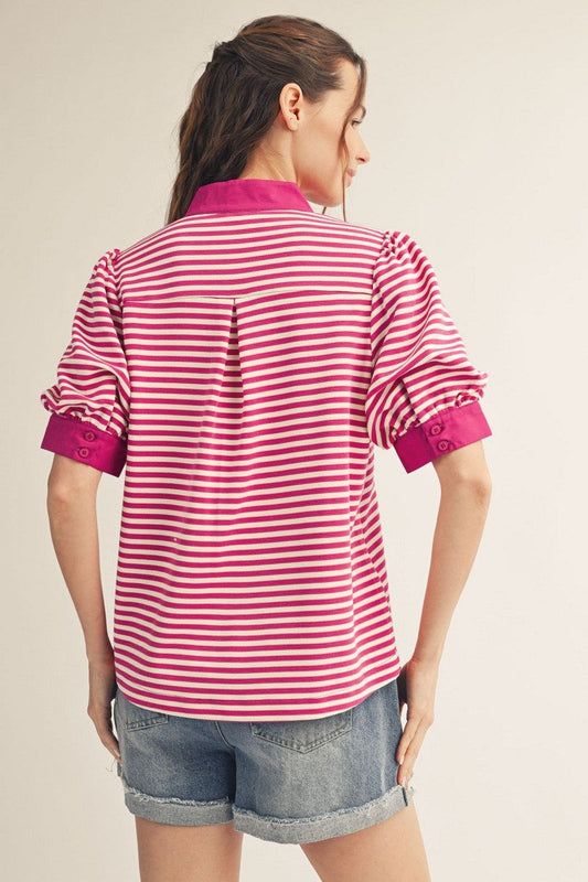 MAGENTA PUFF SLEEVE TOP