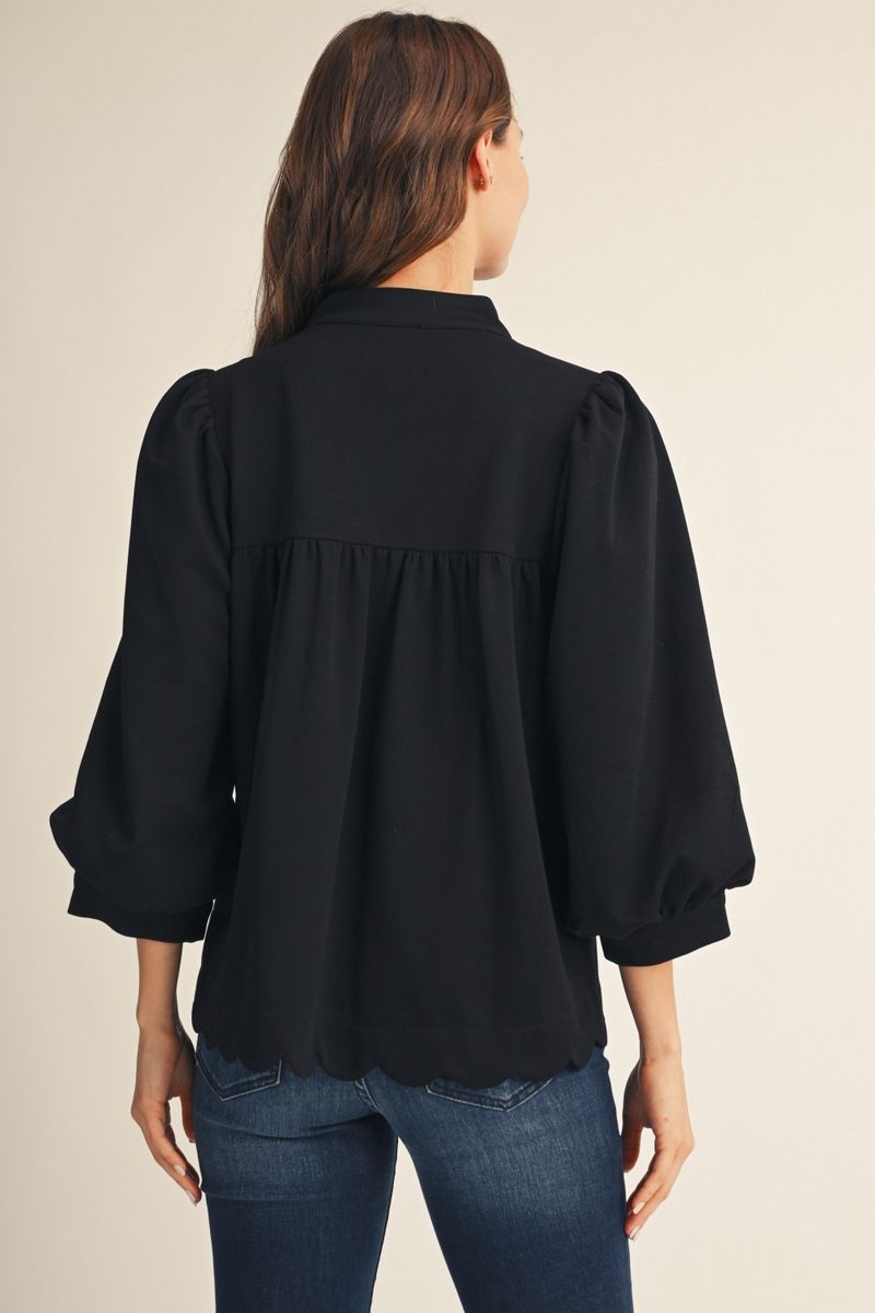 SCALLOP HEM BLACK TOP