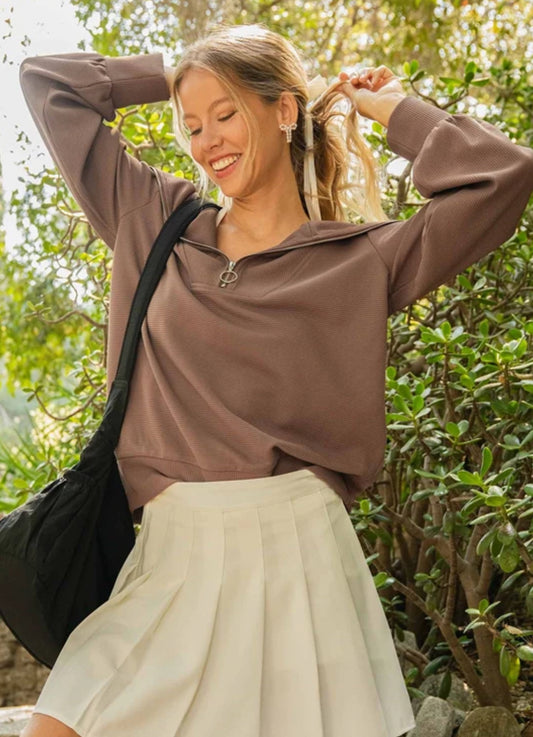 Mocha 3/4 Zip Pullover