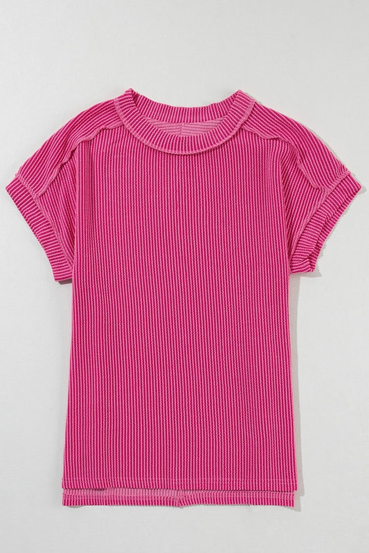 PINK TEXTURED SS TOP