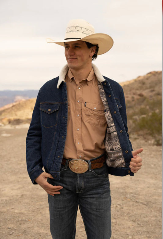 Hooey Mns Cream Sherpa Denim Jacket