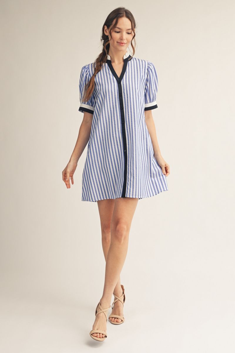 STRIPE SHIFT BLUE DRESS STRIPE SHIFT BLUE DRESS