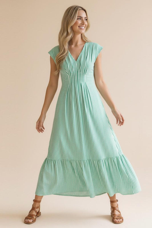 GREEN CAP SLEEVE DRESS