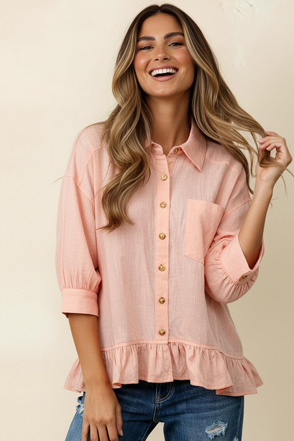 BABYDOLL PEPLUM PINK TOP