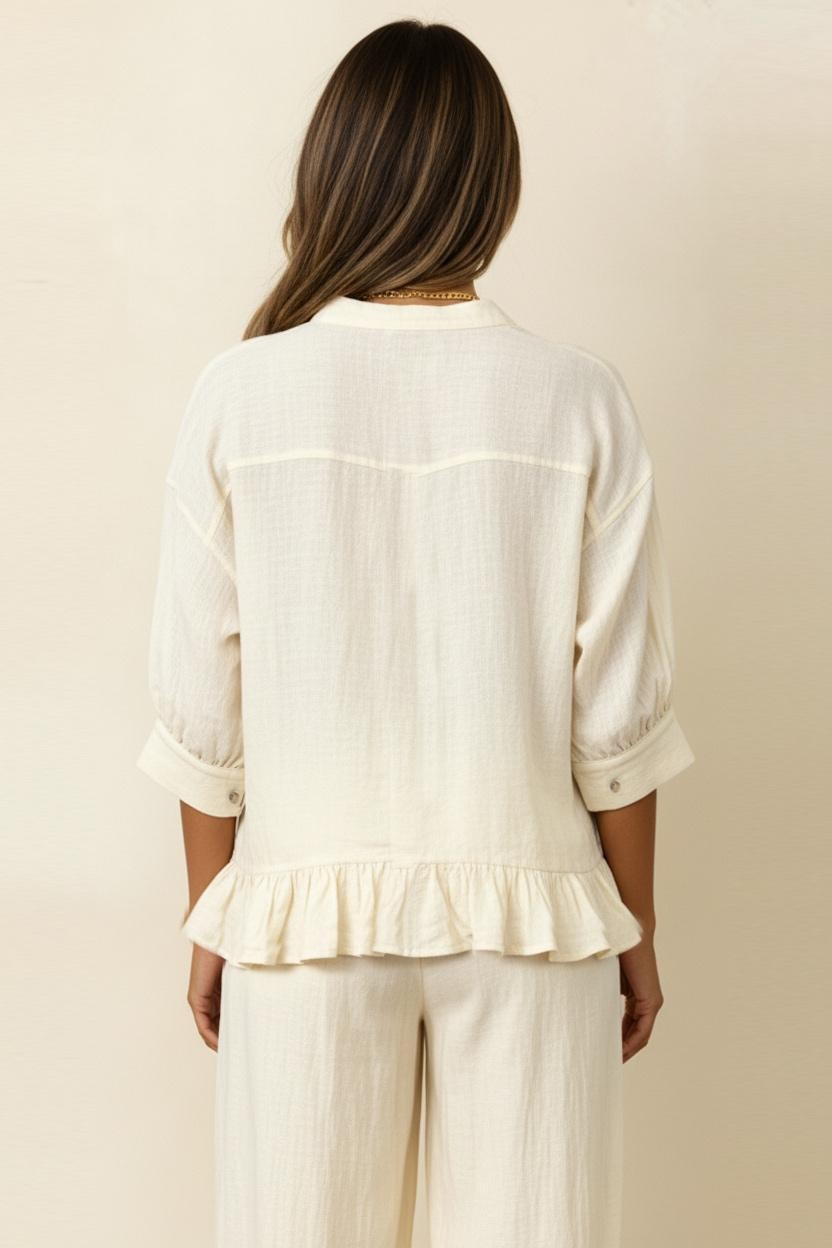 BABYDOLL PEPLUM CREAM TOP