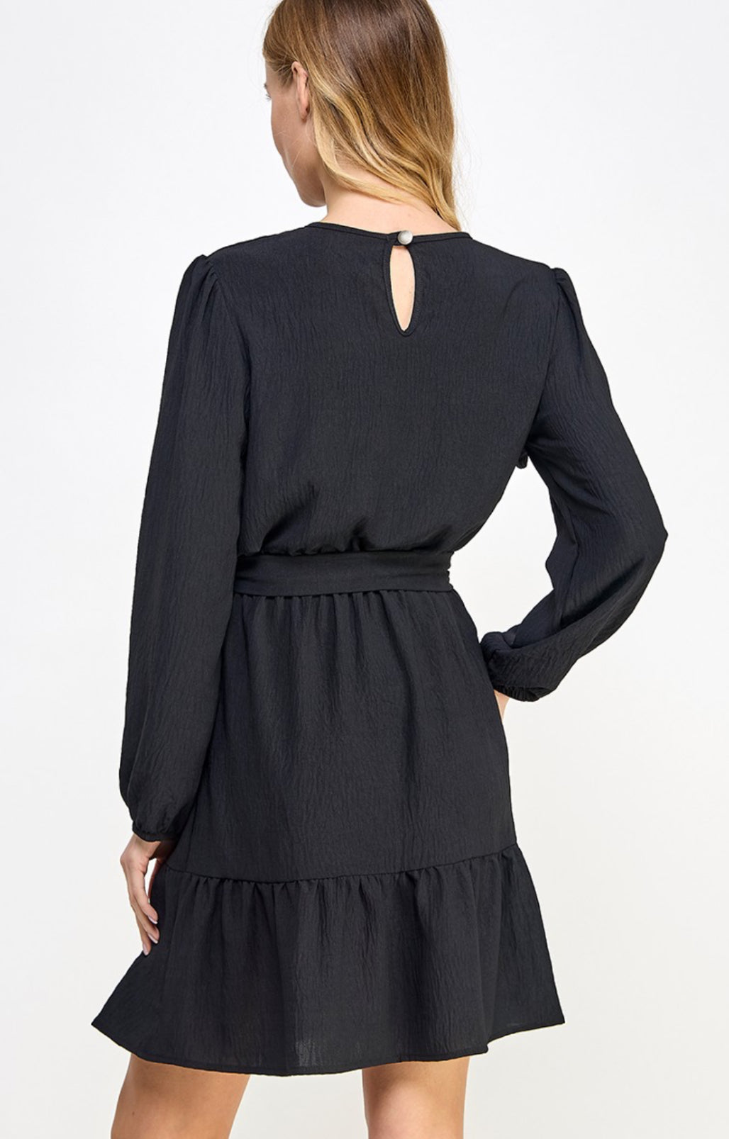 Wmns Yoke LS Black Dress
