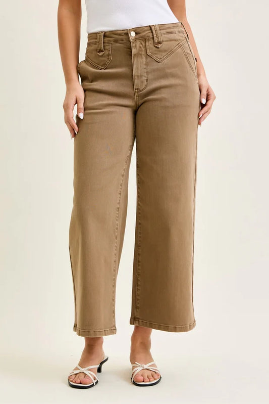 HW ANKLE WIDE GOLDEN BROWN JEAN