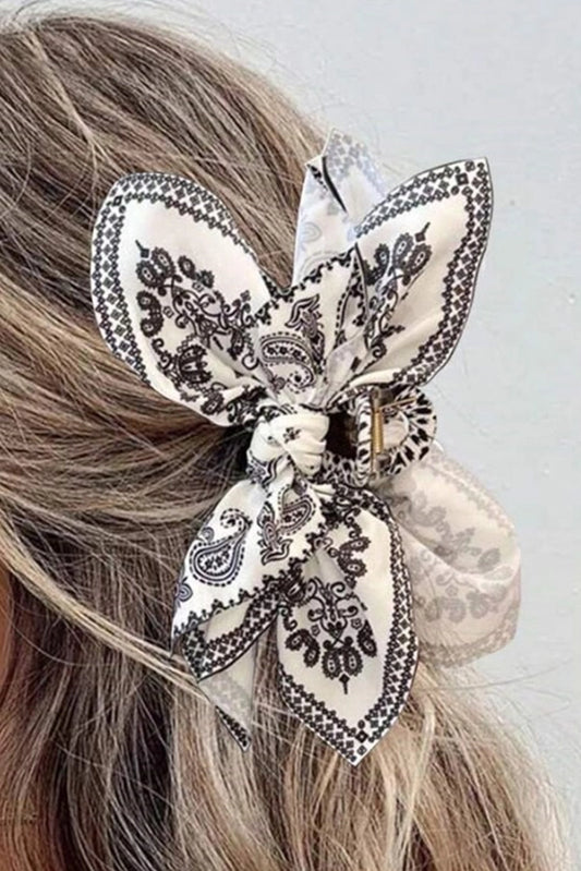 PAISLEY FLORAL BOW HAIR CLIP