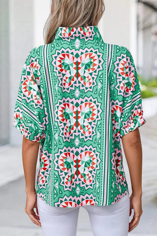 GEO PRINT MULTI COLLAR TOP