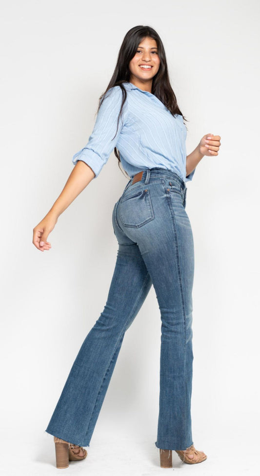 JUDY BLUE MIDRISE TUMMYCONTROL VINTAGE FLARE JEANS