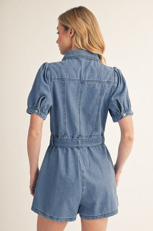 ZIP UP DENIM ROMPER