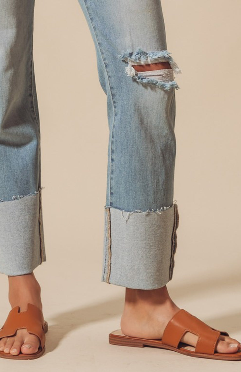 Cuff Slim Fit Mid Rise Jean