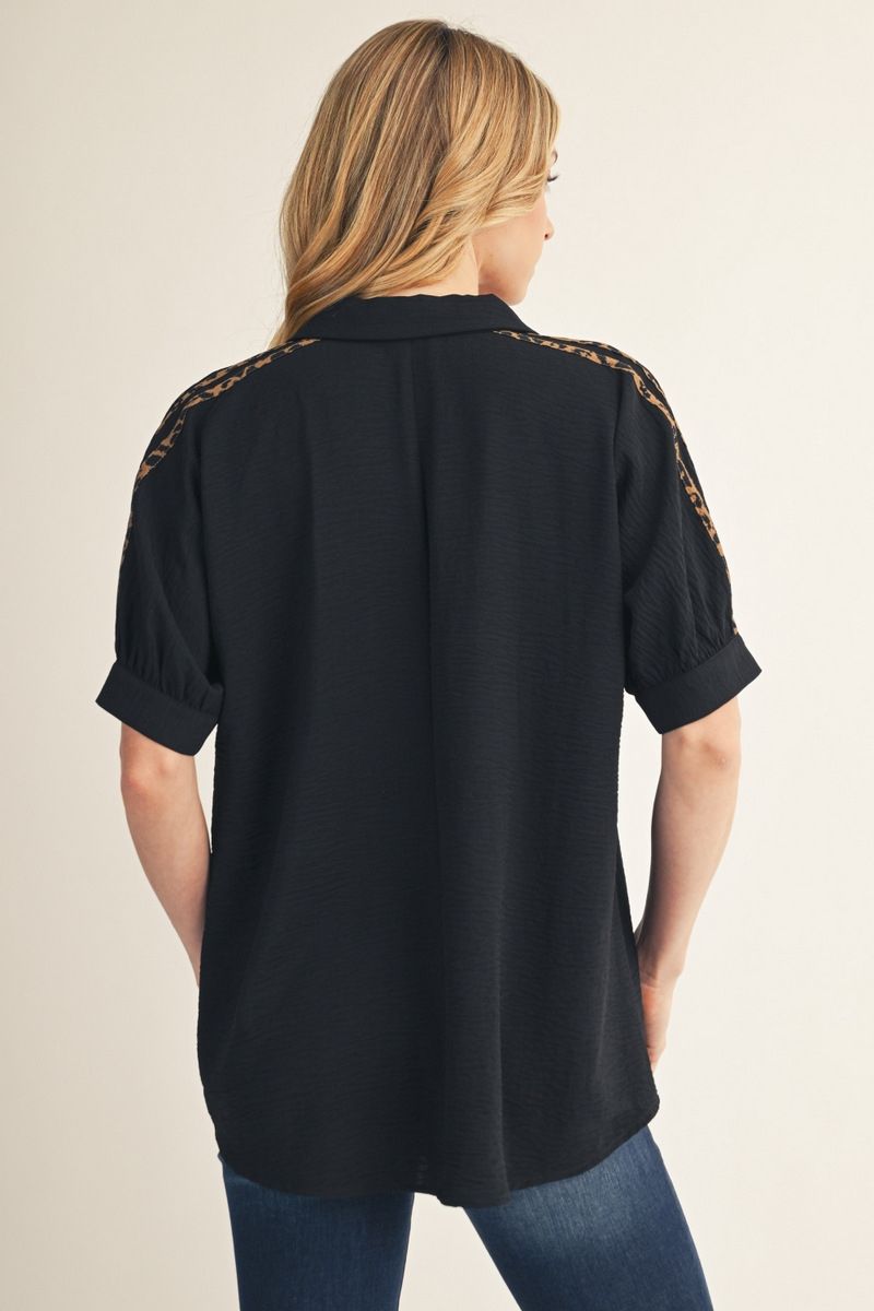 LEOPARD CONTRAST BLACK TOP