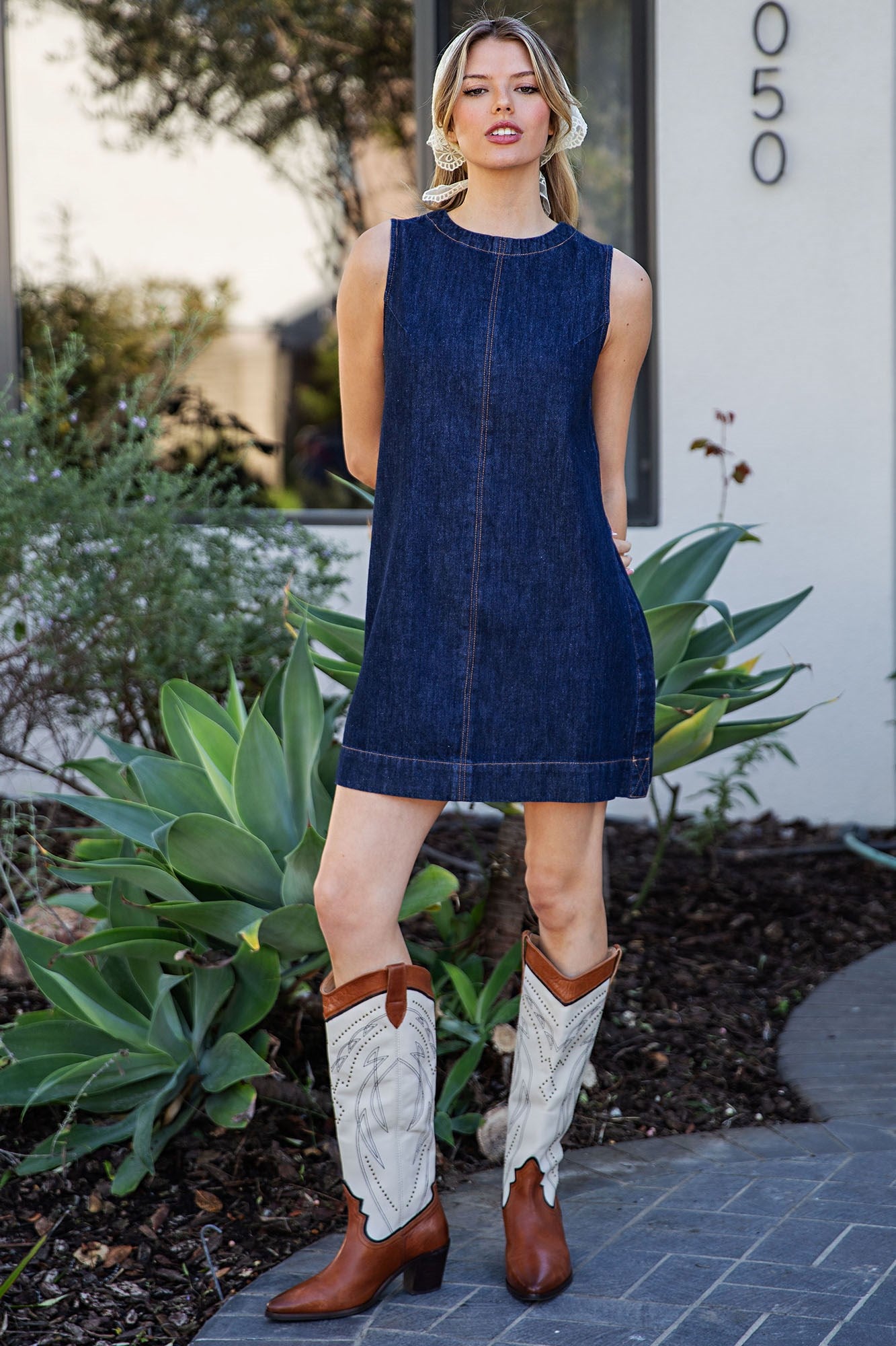 DENIM SLEEVELESS DRESS