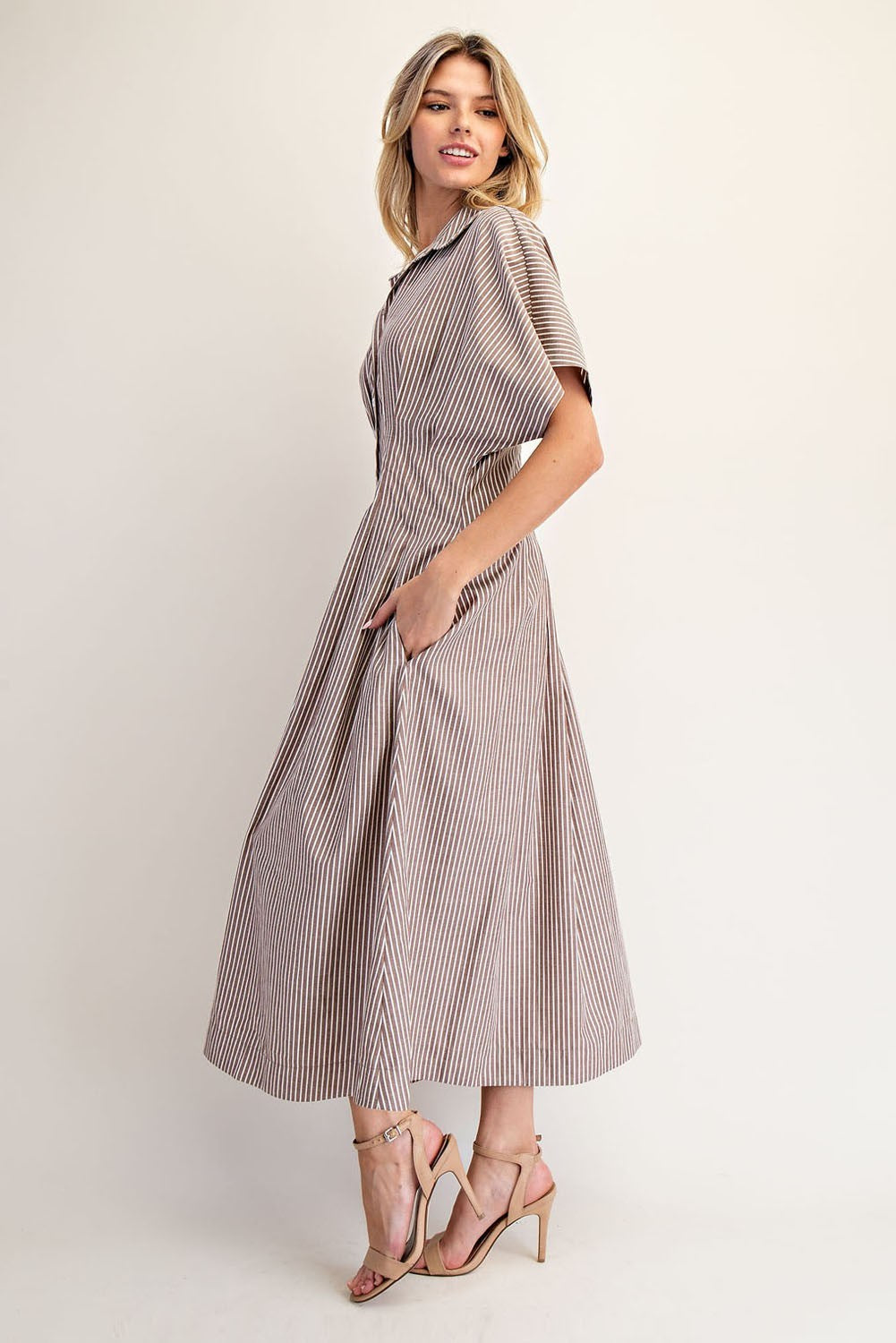 STRIPED PLEATED COCO MAXI