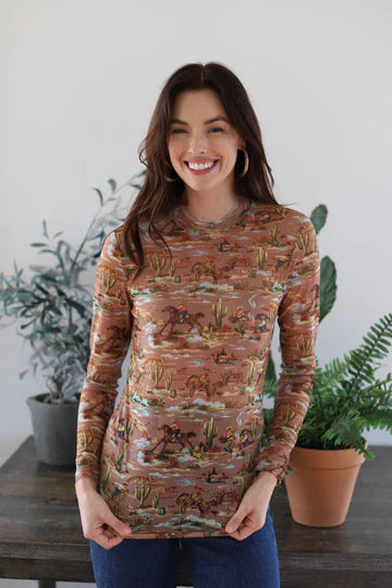 COWBOY TAUPE MESH TOP