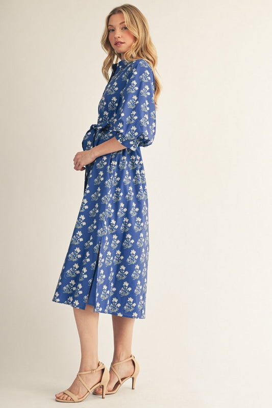 FLORAL SKY COBALT BLUE DRESS