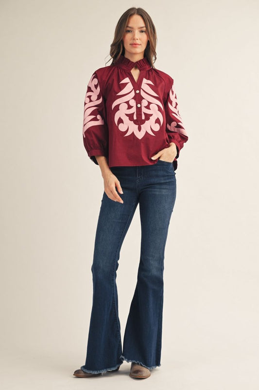 EMBELLISH LUX BURGUNDY TOP