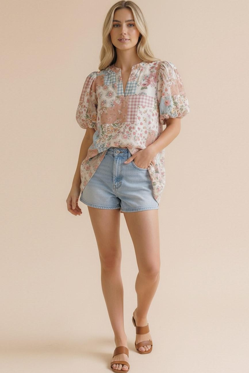 PATCHWORK FLORAL TOP