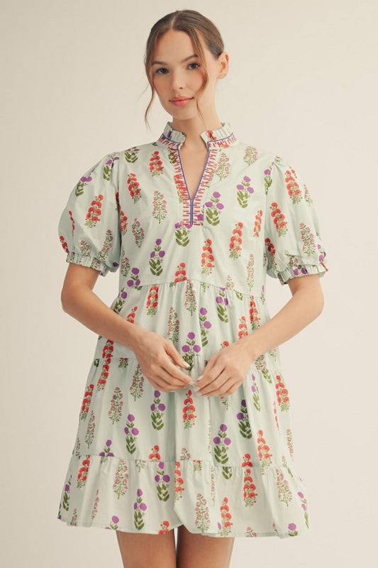 MINT FLOWER FLOW DRESS