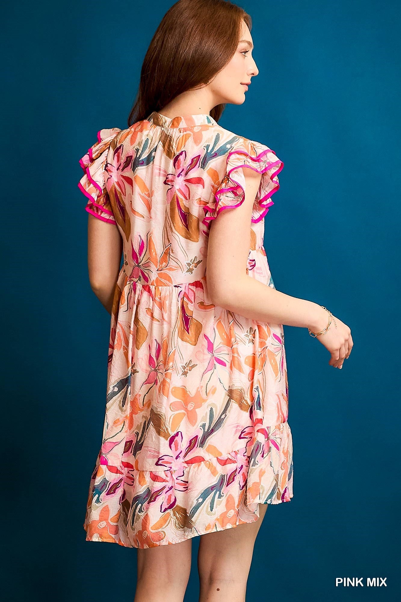 FLORAL BREEZE RUFFLE DRESS