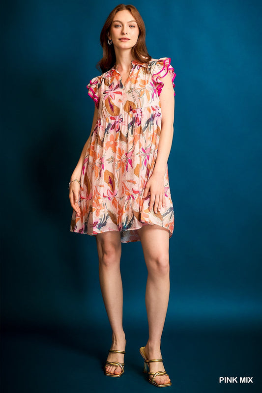 FLORAL BREEZE RUFFLE DRESS
