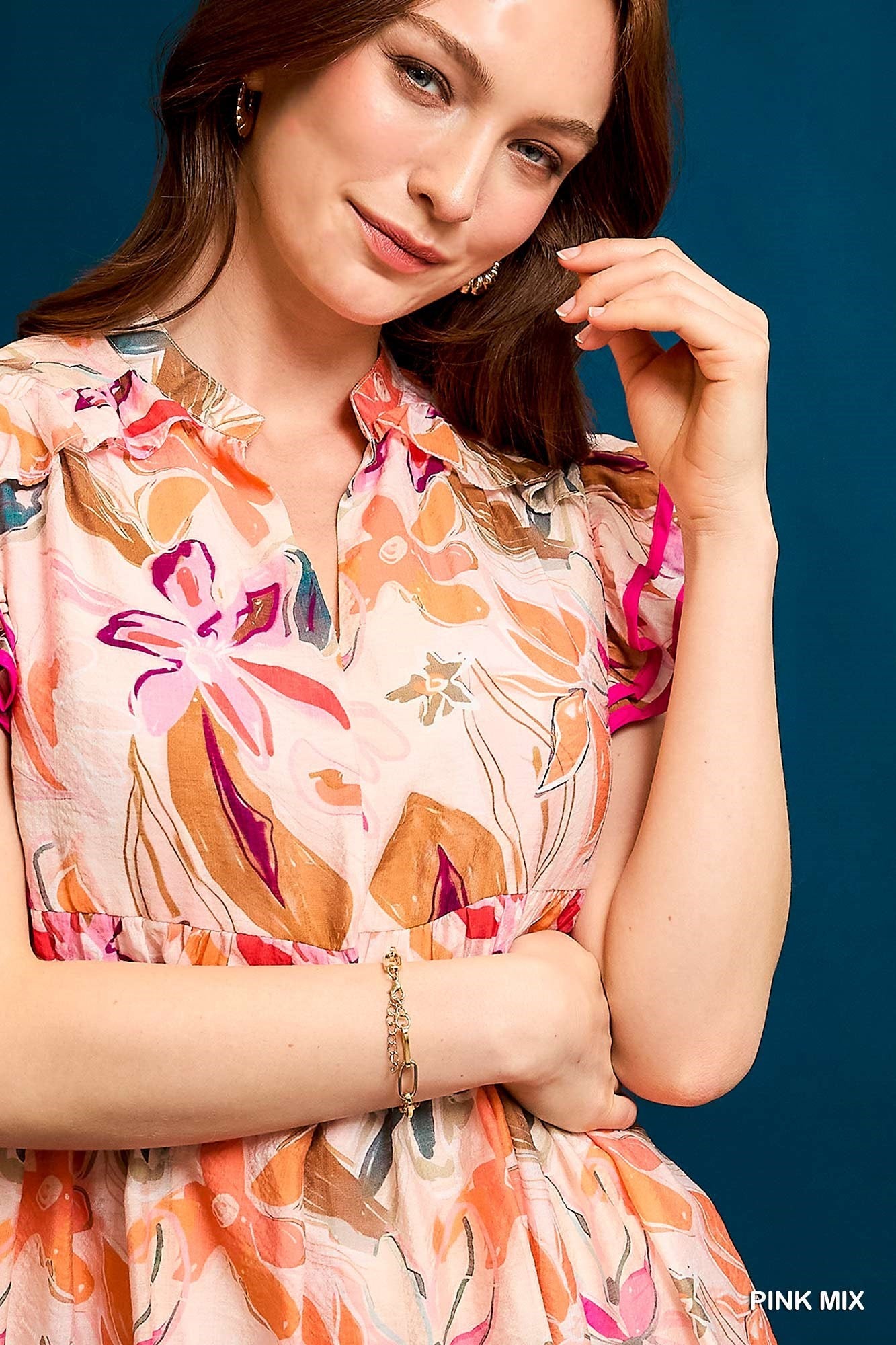 FLORAL BREEZE RUFFLE DRESS