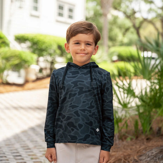 YOUTH PERFORMANCE BLACK CAMO HOODIE