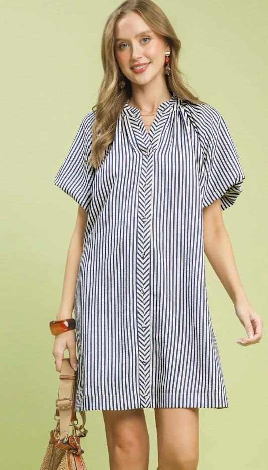 VERTICAL SHIFT BLUE DRESS