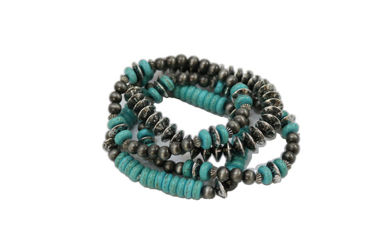 5 strand Turquoise and Silver Assorted Bracelet