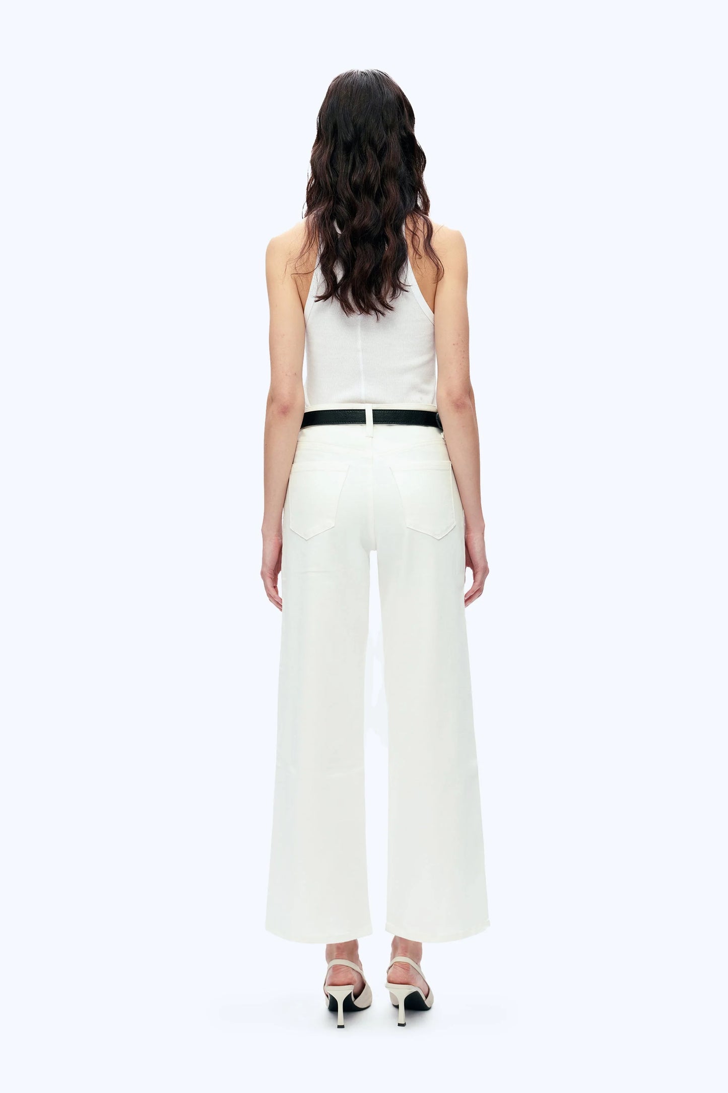 HIGH RISE WIDE LEG WHITE JEANS