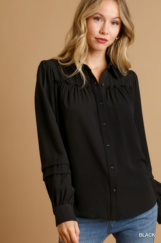BASIC RUFFLE BLACK LS TOP