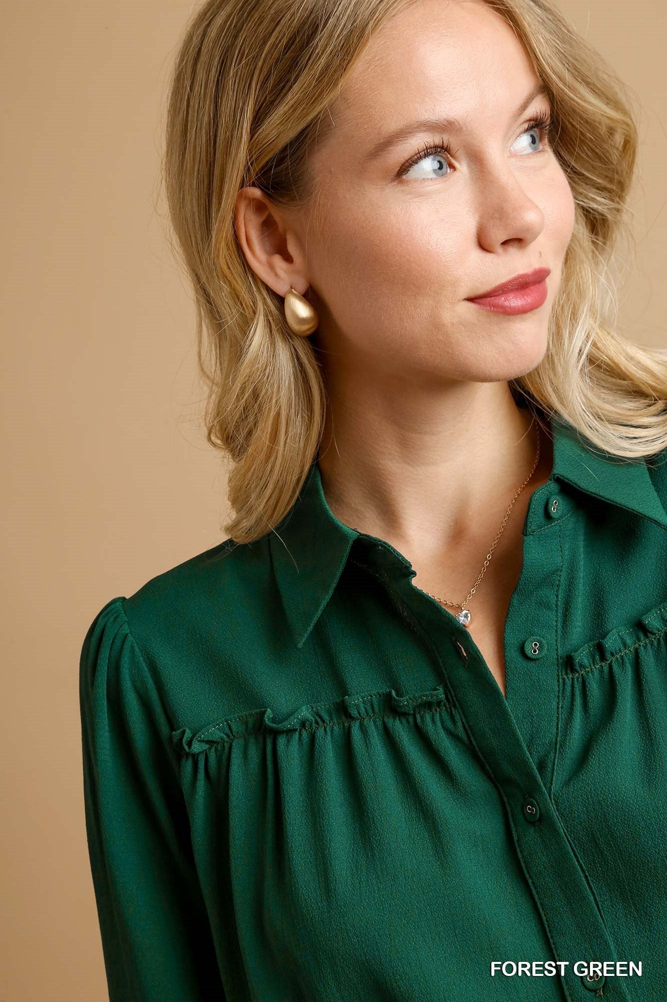BASIC RUFFLE GREEN LS TOP