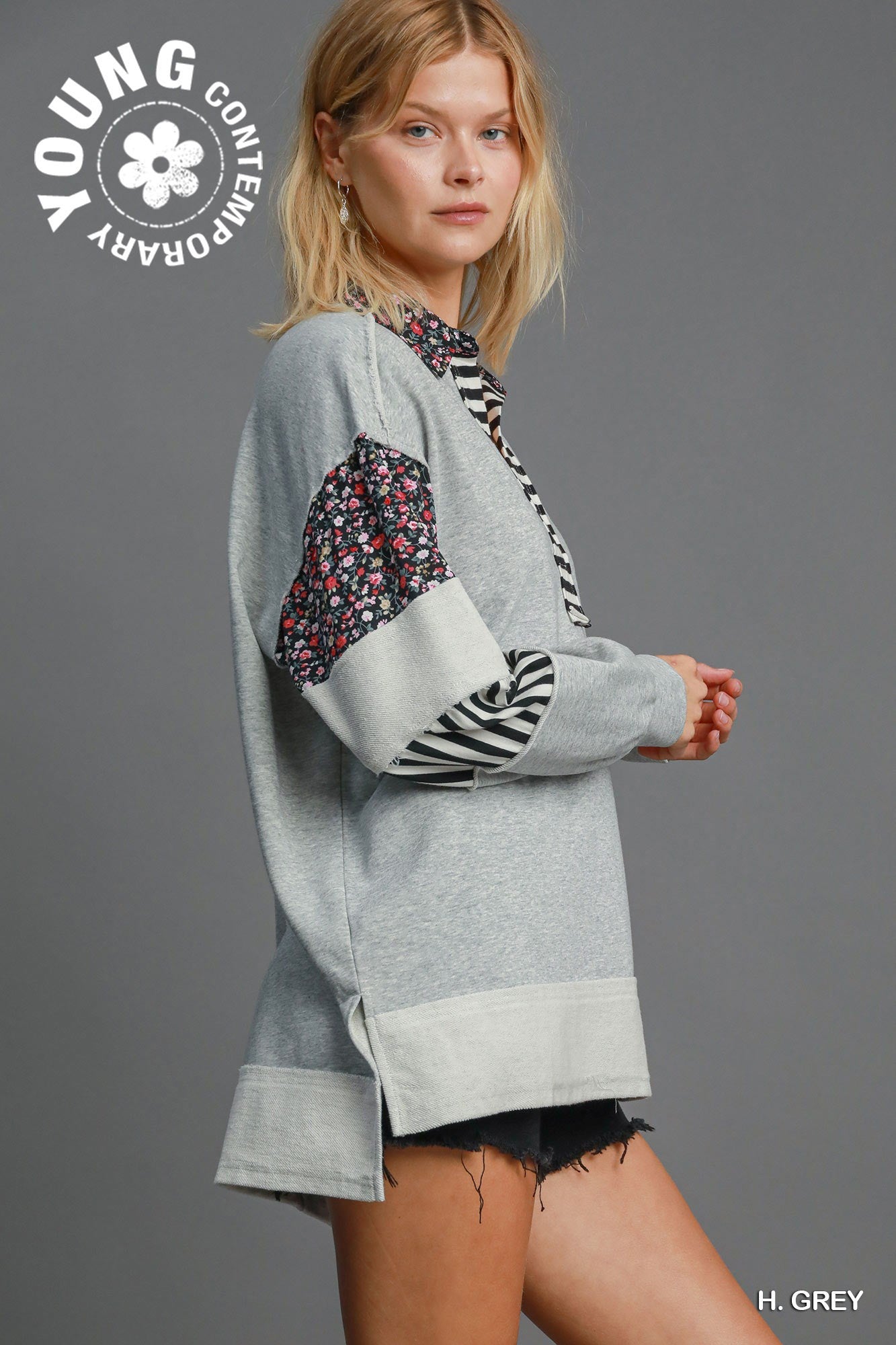 PATCHWORK FLORAL LS TOP