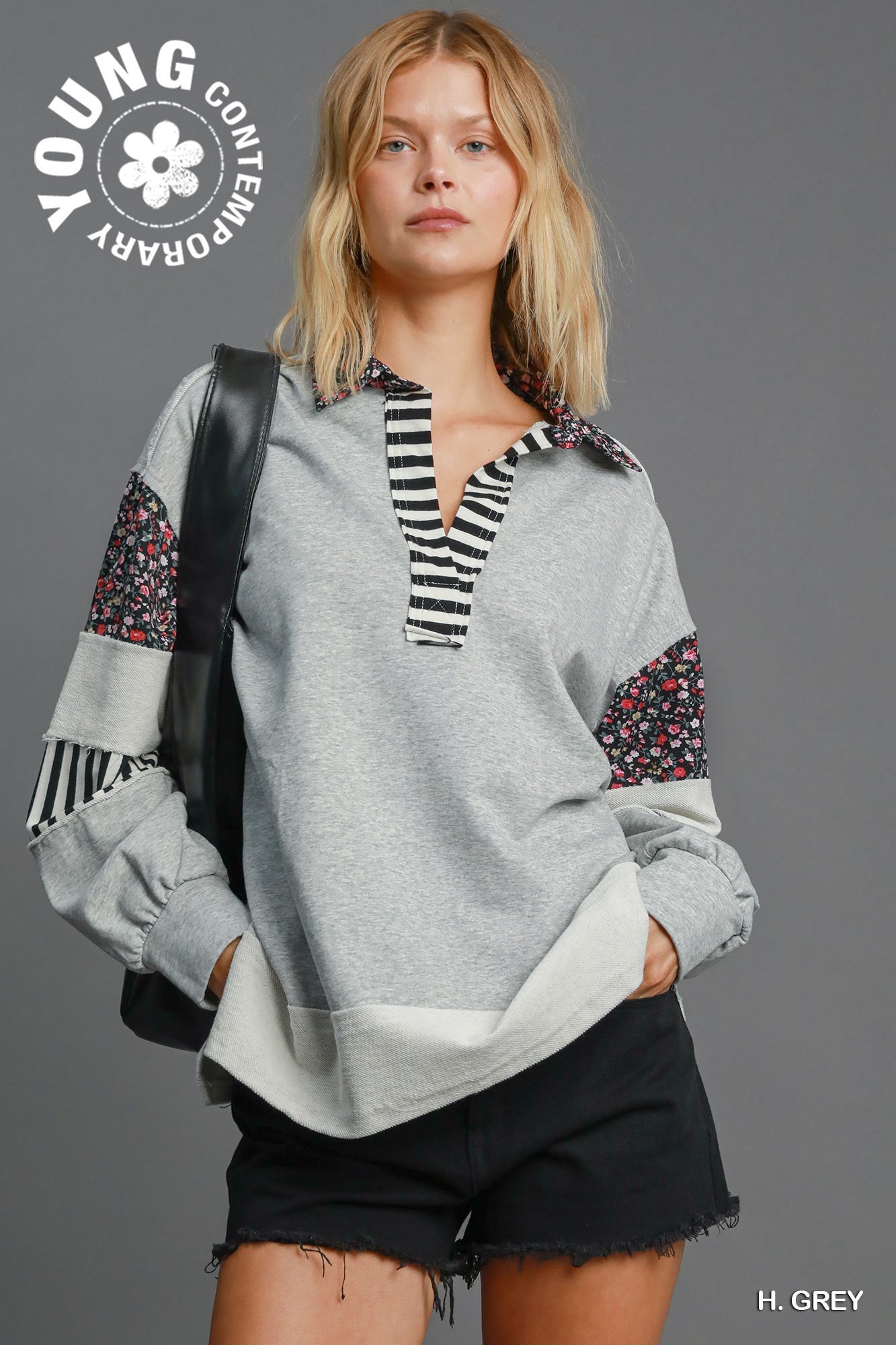 PATCHWORK FLORAL LS TOP