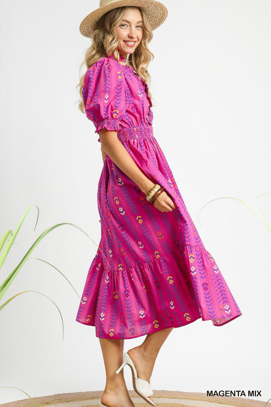 SMOCKED TIERED MAXI DRESS