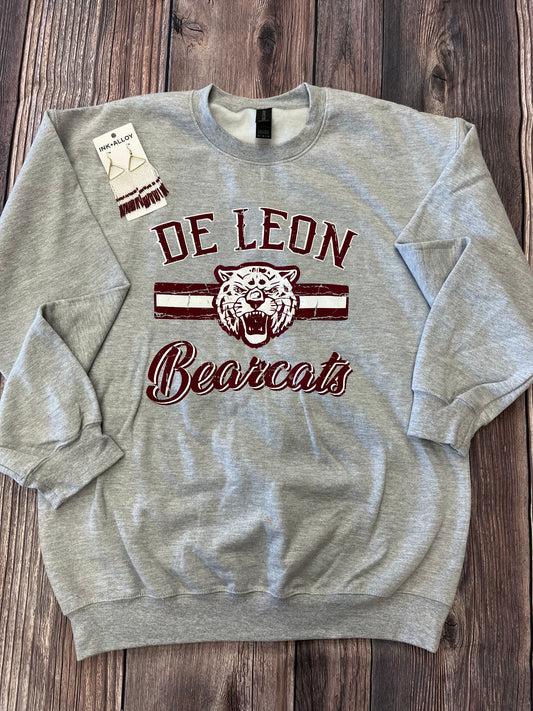 Adult Grey Bearcat Crew Neck Sweatshirt