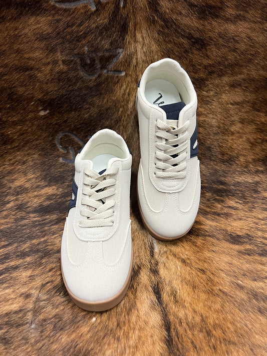 VERY G BEIGE/NAVY CASUAL SNEAKER