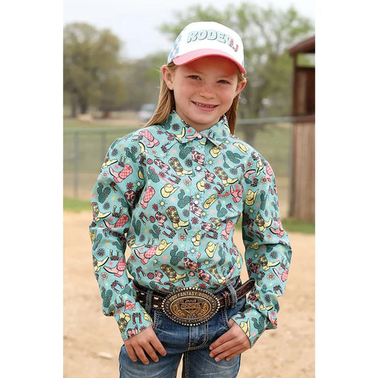 GIRLS LS WESTERN SHIRT