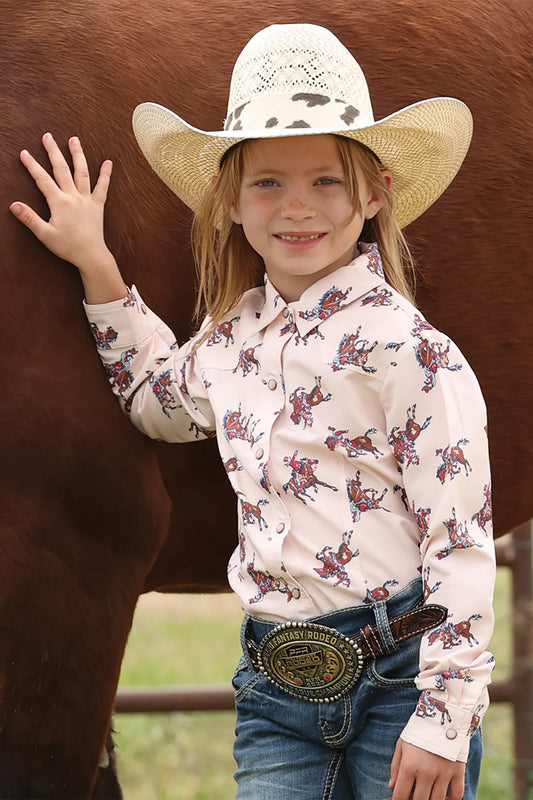 GIRLS PRINT PINK LS