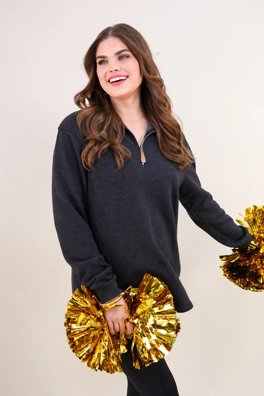 MILEY 1/4 ZIP BLACK PULLOVER