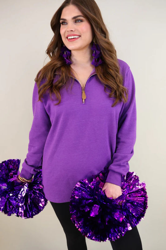 MILEY 1/4 ZIP PURPLE PULLOVER