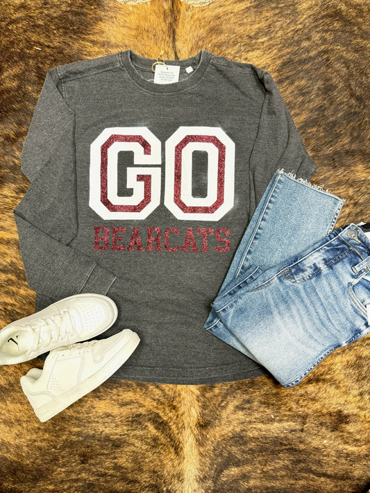 GO Bearcats Glitter Black LS