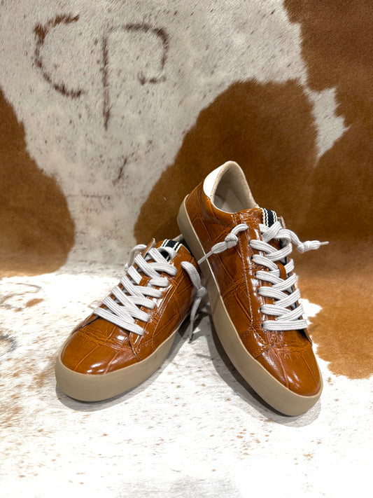 PAULA CAMEL CROCO SNEAKER
