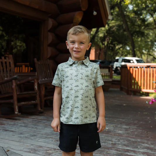 YOUTH POLO FLYING DUCKS-GREEN