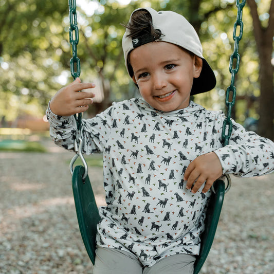 YOUTH PERFORMANCE DUCKS AND DOGS HOODIE